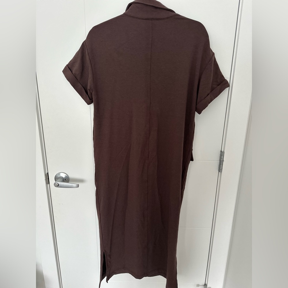 Smash + Tess Bamboo Blend Brown Shirt Dress | Made in Canada - Picture 4 of 8